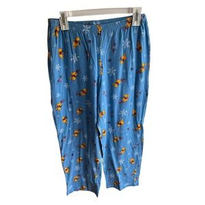 Vintage Disney Winnie the Pooh and Piglet Winter Snowflake Print Pull On Pj Pant